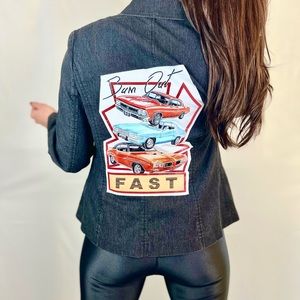 Hand Designed Collab Vintage Car Denim Jacket